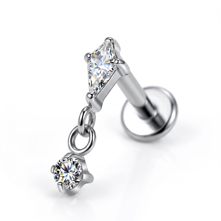 Piercing con zirconi in Titanio F136- Piercing per Lobo, helix, forward helix, conch, flat, tragus
