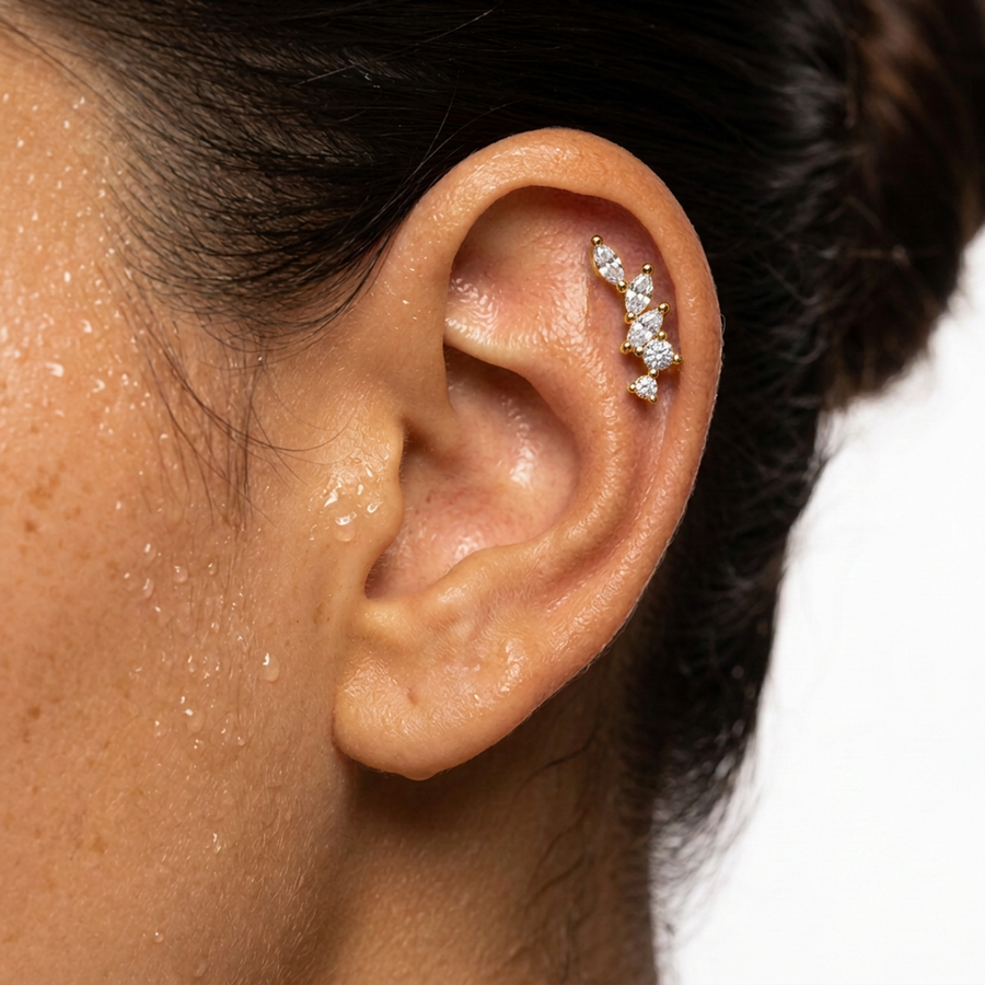 Piercing con zirconi in Titanio F136- Piercing per Lobo, helix, forward helix, conch, flat, tragus