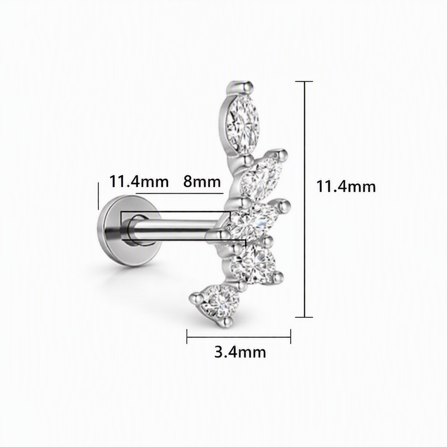 Piercing con zirconi in Titanio F136- Piercing per Lobo, helix, forward helix, conch, flat, tragus