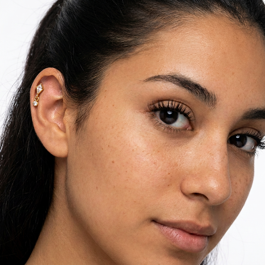 Piercing con zirconi in Titanio F136- Piercing per Lobo, helix, forward helix, conch, flat, tragus