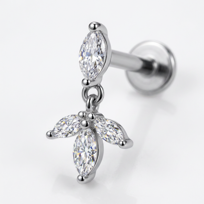 Piercing con zirconi in Titanio F136- Piercing per Lobo, helix, forward helix, conch, flat, tragus