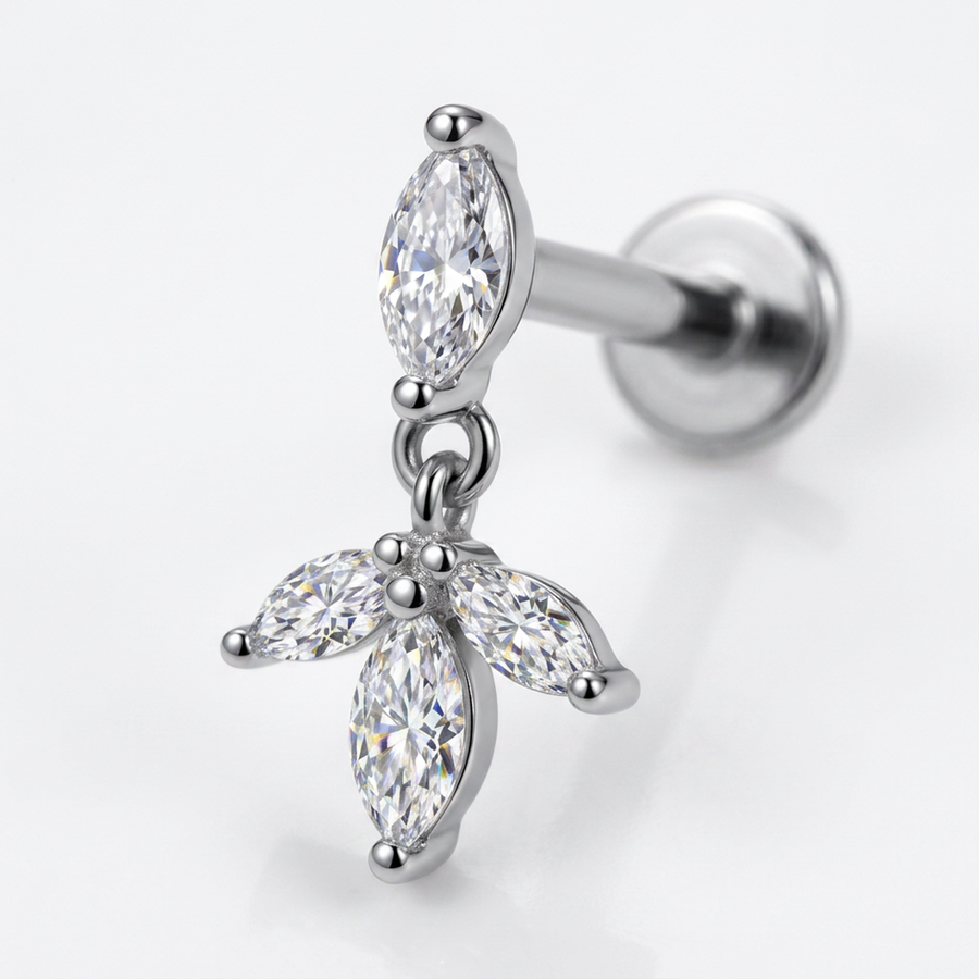 Piercing con zirconi in Titanio F136- Piercing per Lobo, helix, forward helix, conch, flat, tragus