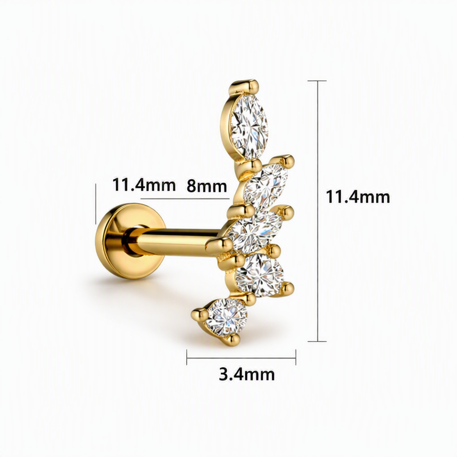 Piercing con zirconi in Titanio F136- Piercing per Lobo, helix, forward helix, conch, flat, tragus