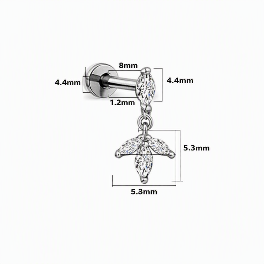 Piercing con zirconi in Titanio F136- Piercing per Lobo, helix, forward helix, conch, flat, tragus