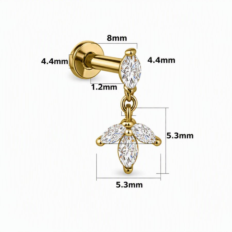 Piercing con zirconi in Titanio F136- Piercing per Lobo, helix, forward helix, conch, flat, tragus