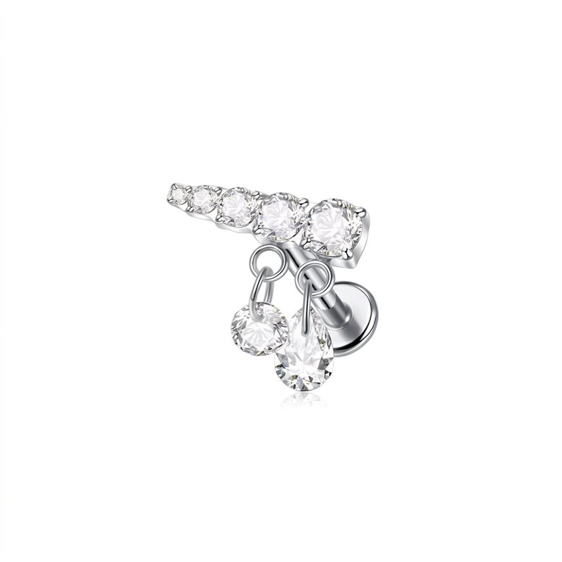 Piercing con zirconi in Titanio F136- Piercing per Lobo, helix, forward helix, conch, flat, tragus