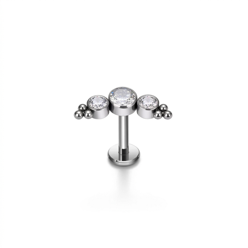 Piercing con zirconi in Titanio F136- Piercing per Lobo, helix, forward helix, conch, flat, tragus