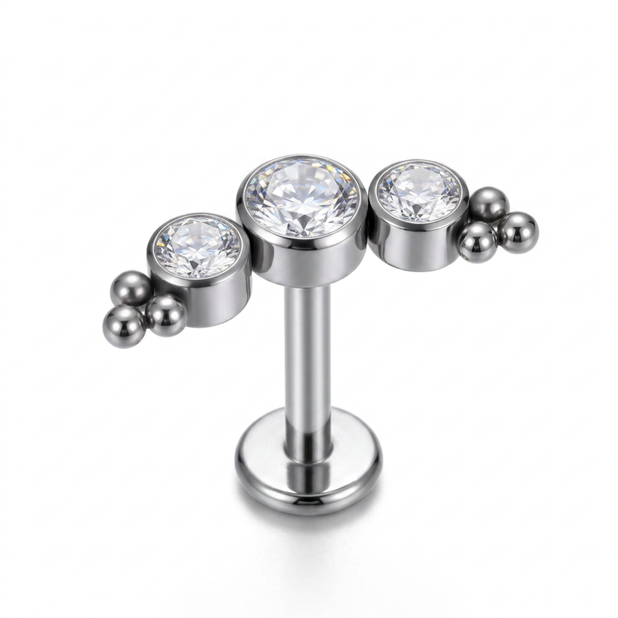 Piercing con zirconi in Titanio F136- Piercing per Lobo, helix, forward helix, conch, flat, tragus