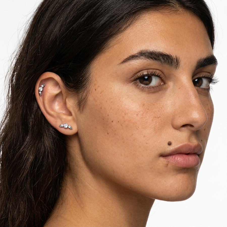 Piercing con zirconi in Titanio F136- Piercing per Lobo, helix, forward helix, conch, flat, tragus