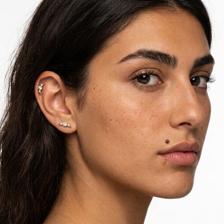 Piercing con zirconi in Titanio F136- Piercing per Lobo, helix, forward helix, conch, flat, tragus