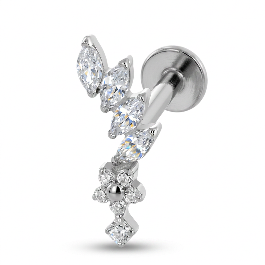 Piercing con zirconi in Titanio F136- Piercing per Lobo, helix, forward helix, conch, flat, tragus
