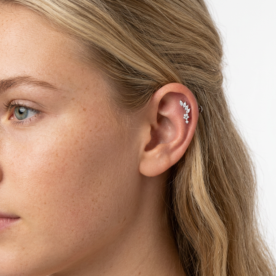 Piercing con zirconi in Titanio F136- Piercing per Lobo, helix, forward helix, conch, flat, tragus