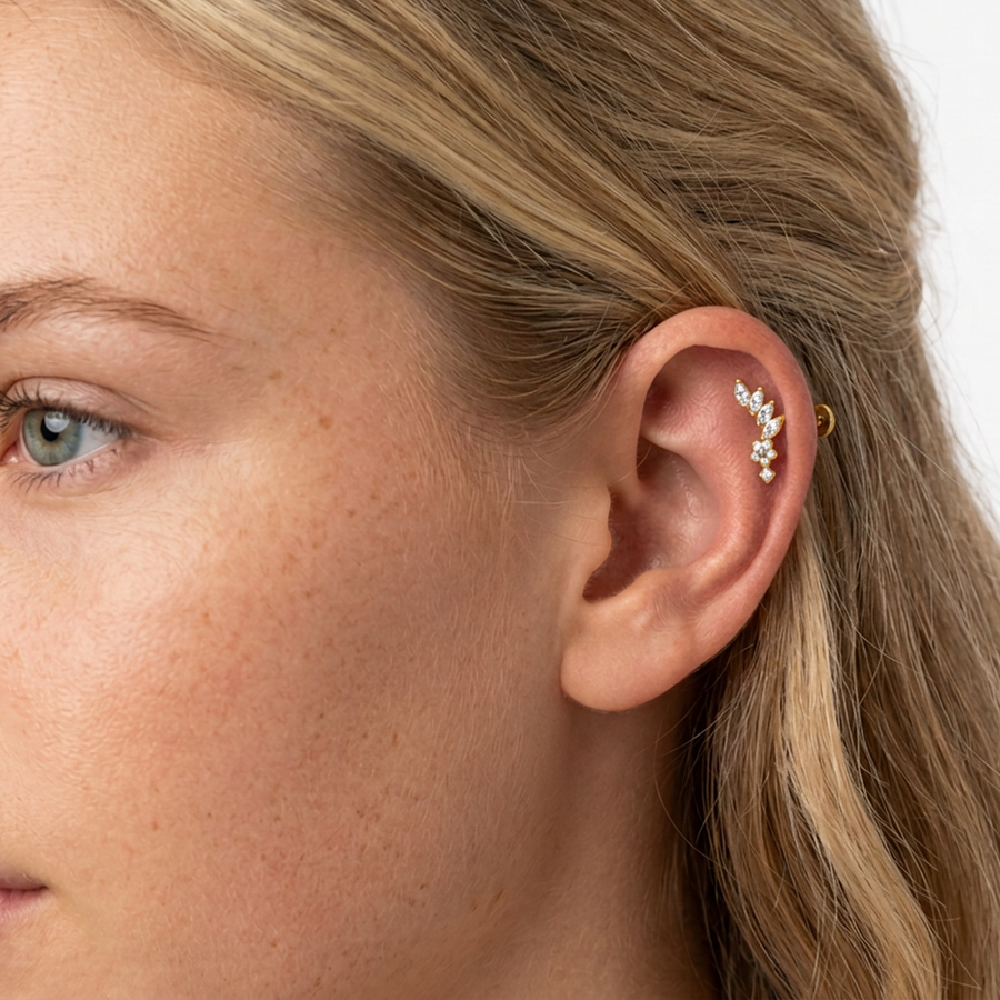 Piercing con zirconi in Titanio F136- Piercing per Lobo, helix, forward helix, conch, flat, tragus