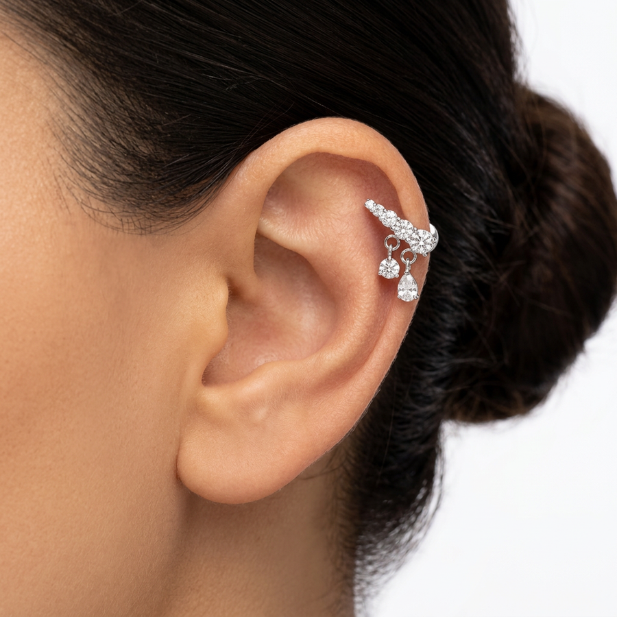 Piercing con zirconi in Titanio F136- Piercing per Lobo, helix, forward helix, conch, flat, tragus