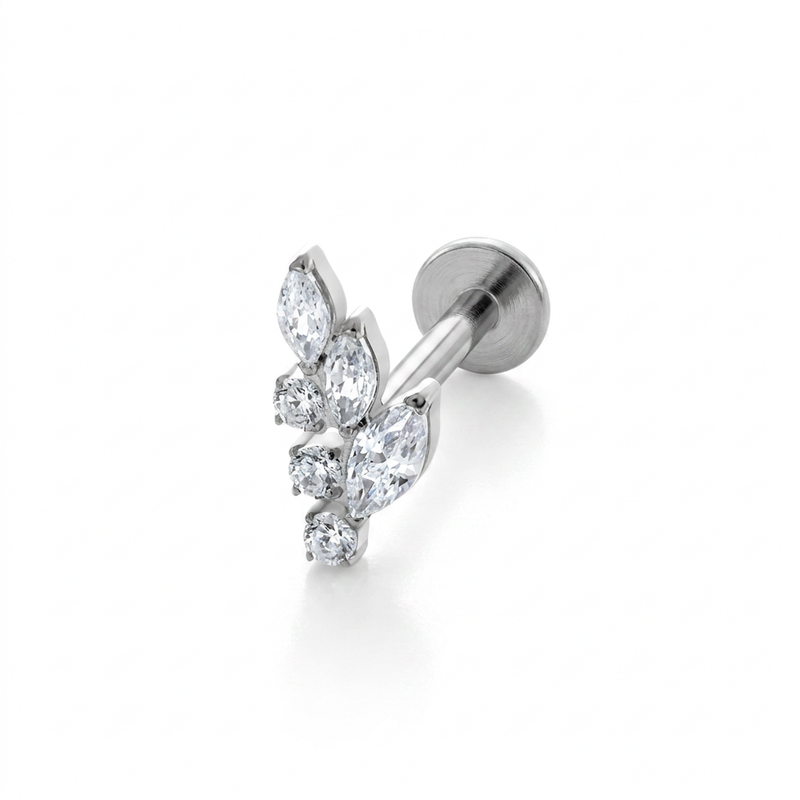 Piercing con zirconi in Titanio F136- Piercing per Lobo, helix, forward helix, conch, flat, tragus