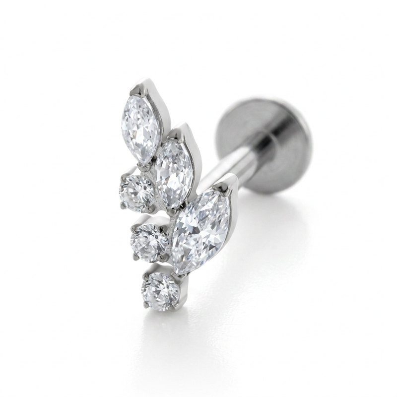 Piercing con zirconi in Titanio F136- Piercing per Lobo, helix, forward helix, conch, flat, tragus