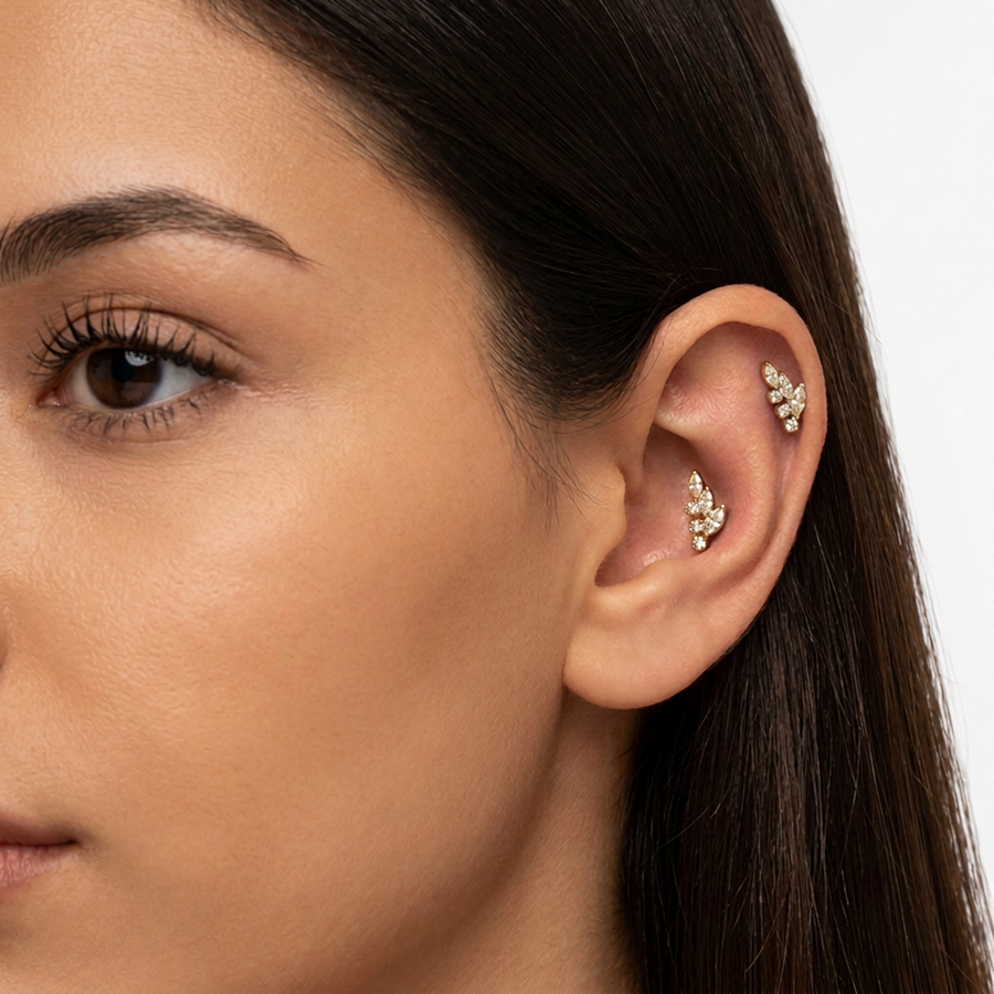 Piercing con zirconi in Titanio F136- Piercing per Lobo, helix, forward helix, conch, flat, tragus