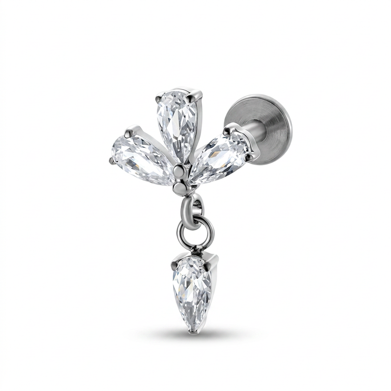 Piercing con zirconi in Titanio F136- Piercing per Lobo, helix, forward helix, conch, flat, tragus