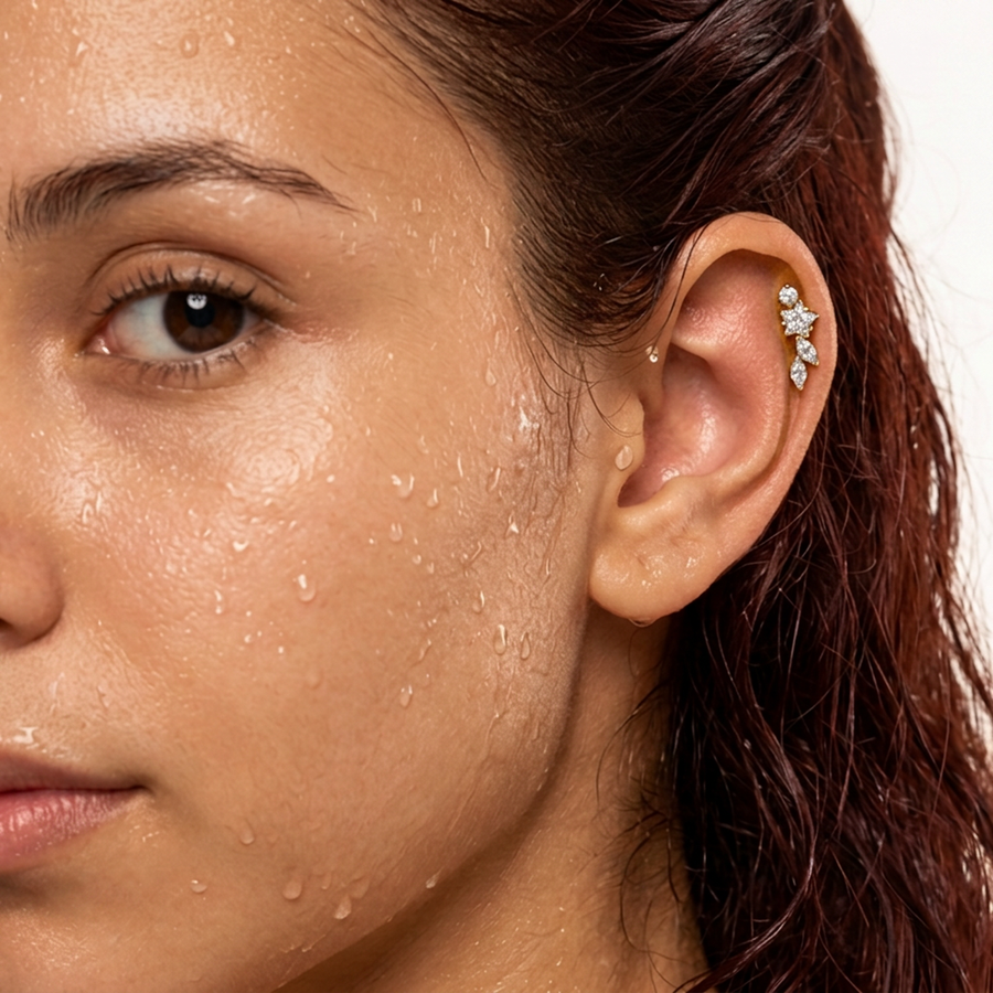 Piercing con zirconi in Titanio F136- Piercing per Lobo, helix, forward helix, conch, flat, tragus
