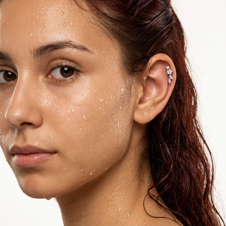 Piercing con zirconi in Titanio F136- Piercing per Lobo, helix, forward helix, conch, flat, tragus