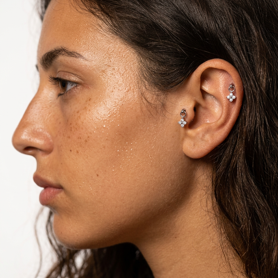 Piercing con zirconi in Titanio F136- Piercing per Lobo, helix, forward helix, conch, flat, tragus