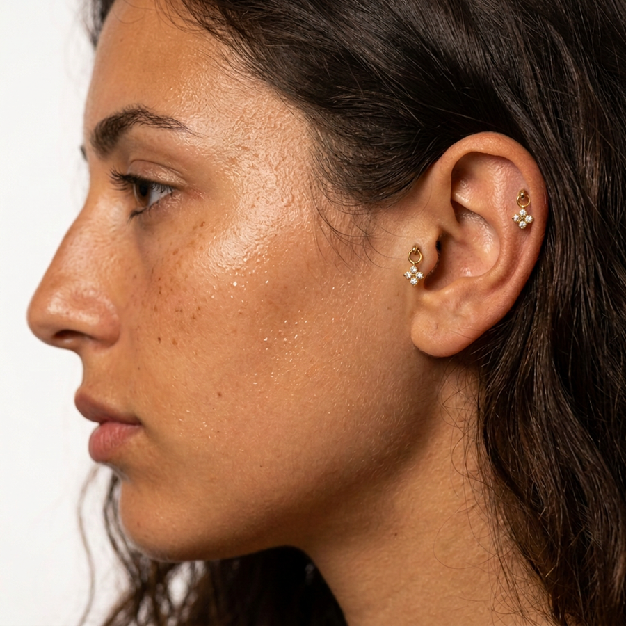Piercing con zirconi in Titanio F136- Piercing per Lobo, helix, forward helix, conch, flat, tragus