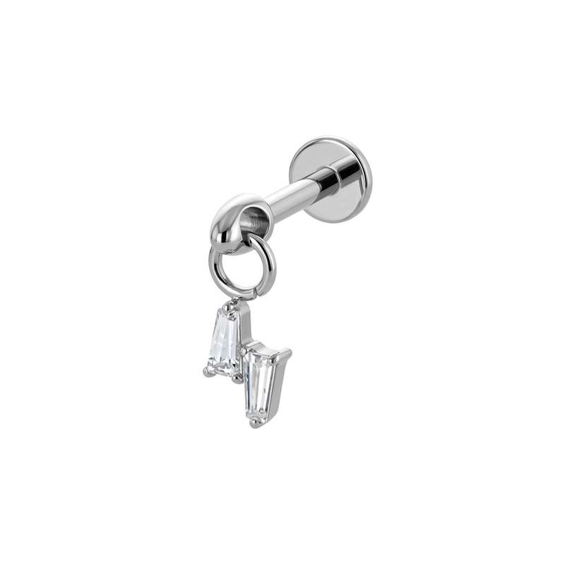Piercing con zirconi in Titanio F136- Piercing per Lobo, helix, forward helix, conch, flat, tragus