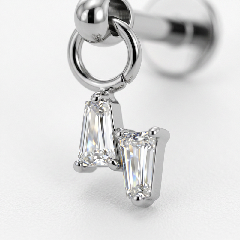 Piercing con zirconi in Titanio F136- Piercing per Lobo, helix, forward helix, conch, flat, tragus