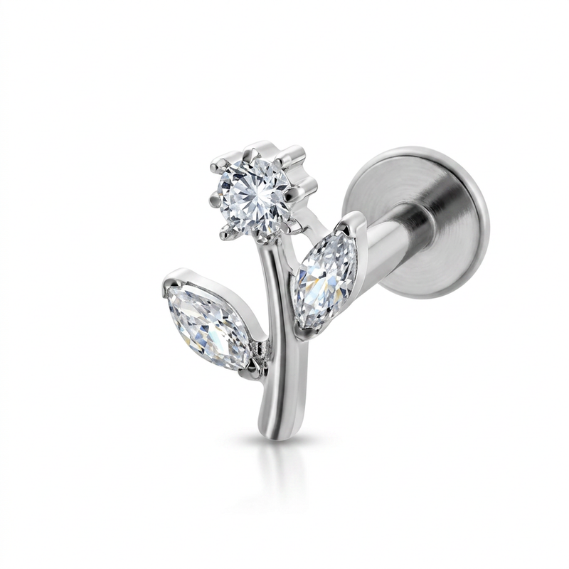 Piercing con zirconi in Titanio F136- Piercing per Lobo, helix, forward helix, conch, flat, tragus