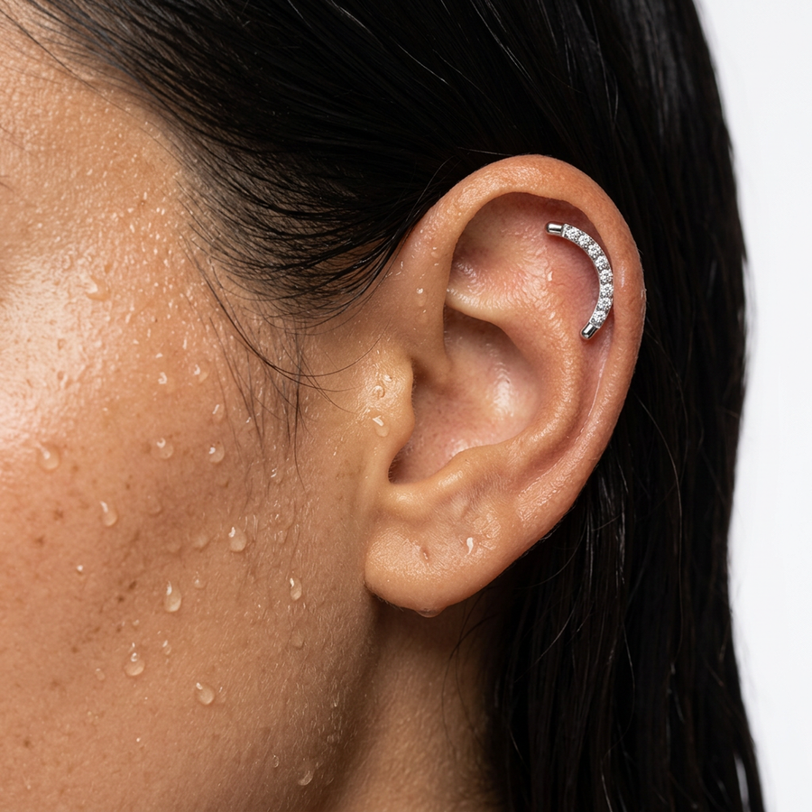 Piercing con zirconi in Titanio F136- Piercing per Lobo, helix, forward helix, conch, flat, tragus