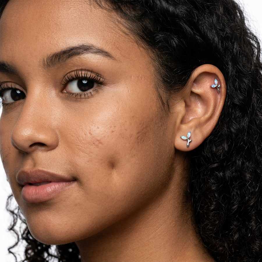 Piercing con zirconi in Titanio F136- Piercing per Lobo, helix, forward helix, conch, flat, tragus
