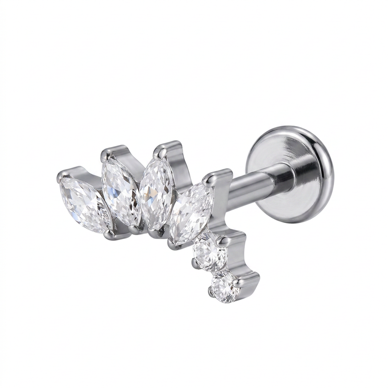 Piercing con zirconi in Titanio F136- Piercing per Lobo, helix, forward helix, conch, flat, tragus