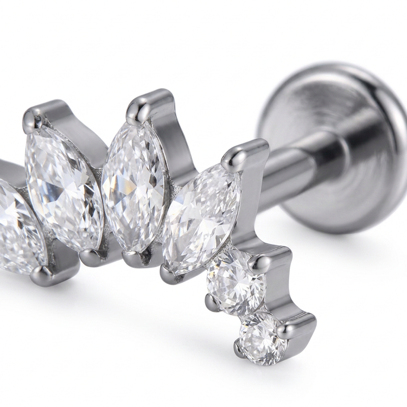 Piercing con zirconi in Titanio F136- Piercing per Lobo, helix, forward helix, conch, flat, tragus