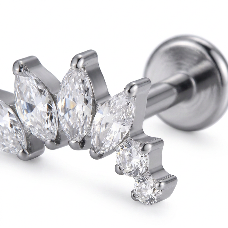 Piercing con zirconi in Titanio F136- Piercing per Lobo, helix, forward helix, conch, flat, tragus