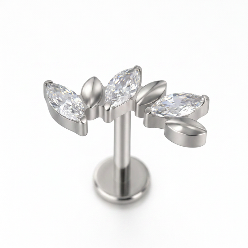 Piercing con zirconi in Titanio F136- Piercing per Lobo, helix, forward helix, conch, flat, tragus