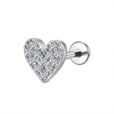 Piercing con un cuore di zirconi in Titanio F136- Piercing per Lobo, helix, forward helix, conch, flat, tragus