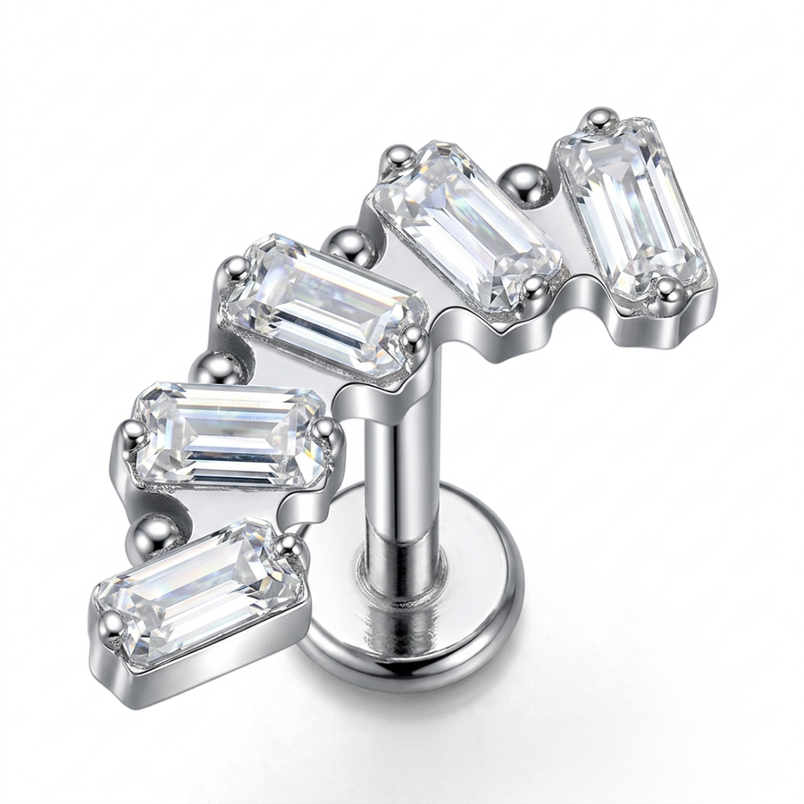 Piercing con zirconi in Titanio F136 - Piercing per Lobo, helix, forward helix, conch, flat, tragus
