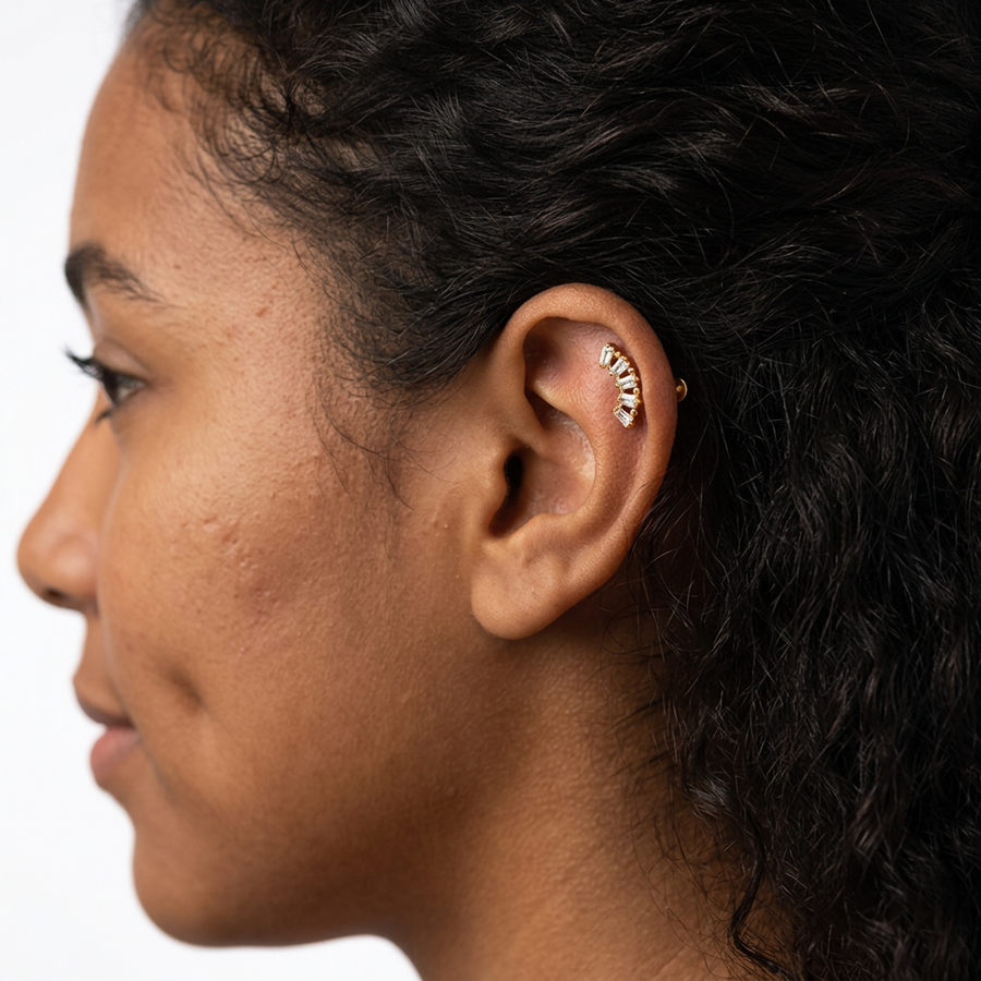 Piercing con zirconi in Titanio F136 - Piercing per Lobo, helix, forward helix, conch, flat, tragus