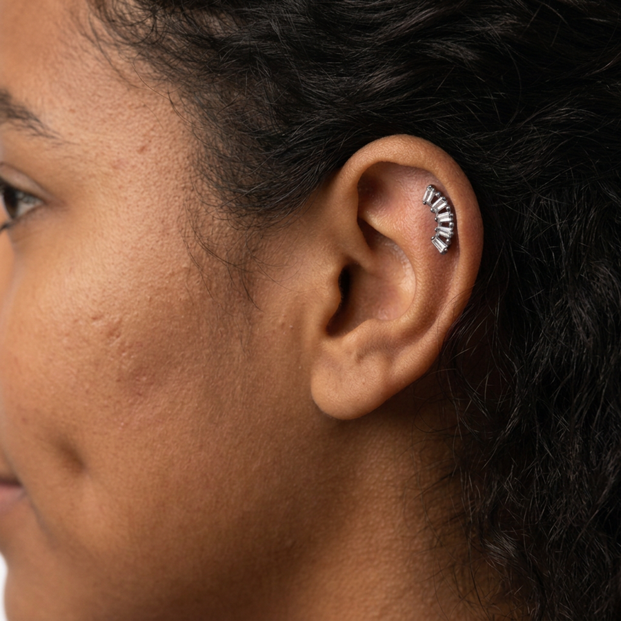 Piercing con zirconi in Titanio F136 - Piercing per Lobo, helix, forward helix, conch, flat, tragus