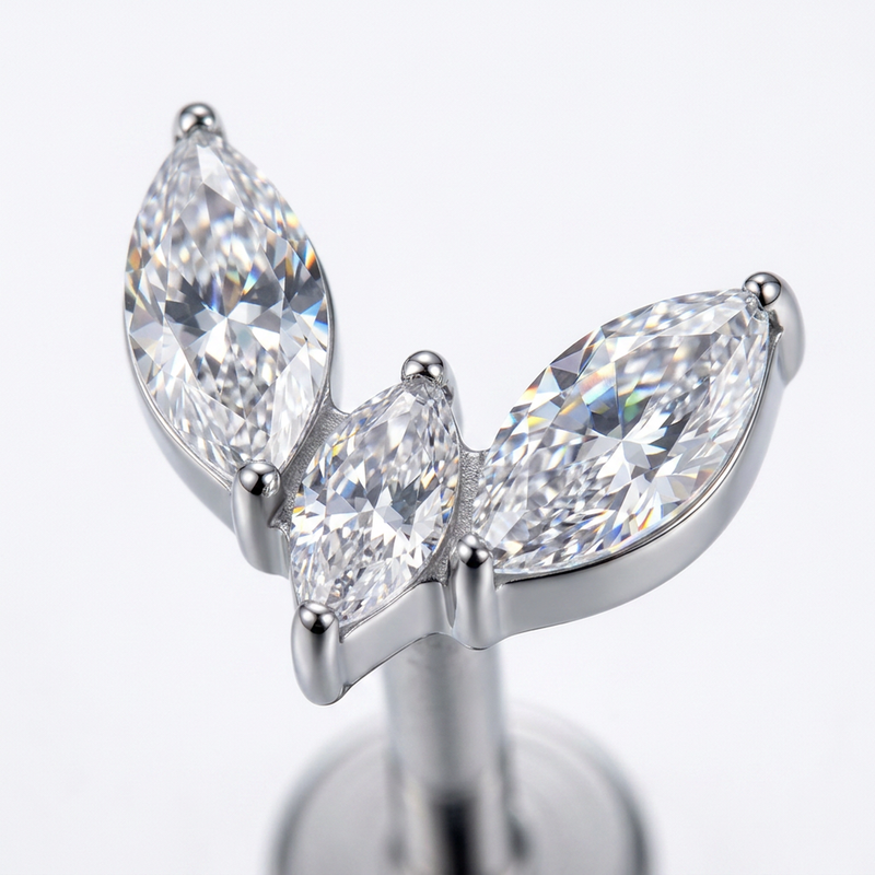 Piercing con zirconi in Titanio F136- Piercing per Lobo, helix, forward helix, conch, flat, tragus
