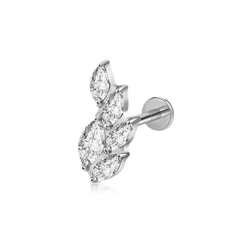 Piercing con zirconi in Titanio F136- Piercing per Lobo, helix, forward helix, conch, flat, tragus