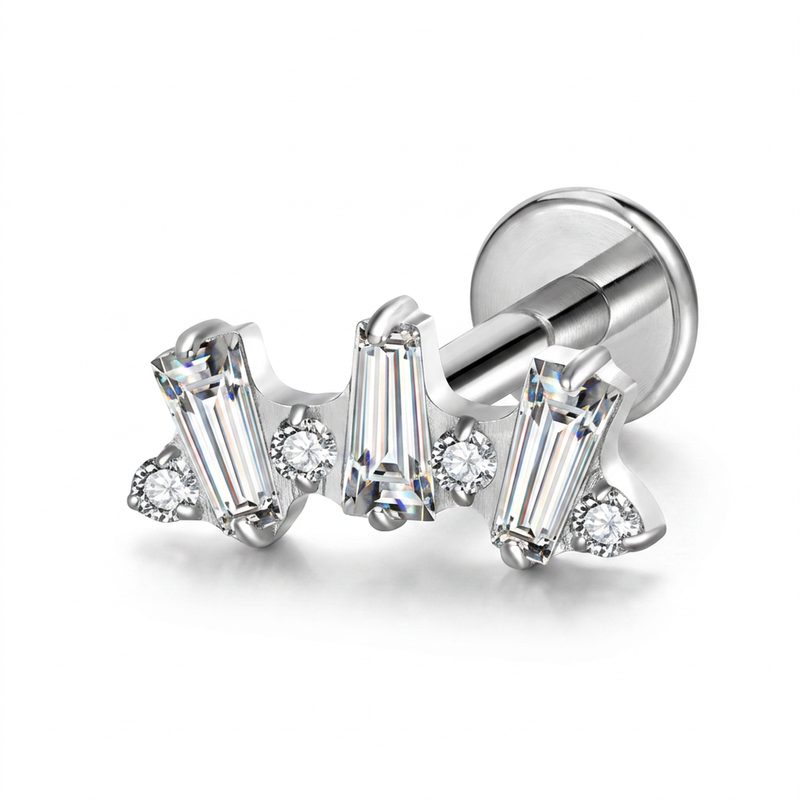Piercing con zirconi in Titanio F136- Piercing per Lobo, helix, forward helix, conch, flat, tragus