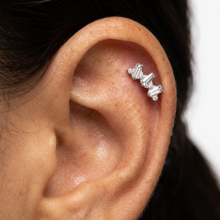 Piercing con zirconi in Titanio F136- Piercing per Lobo, helix, forward helix, conch, flat, tragus