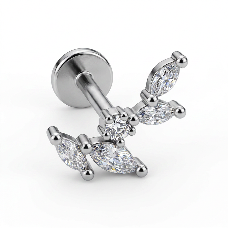 Piercing con zirconi in Titanio F136- Piercing per Lobo, helix, forward helix, conch, flat, tragus