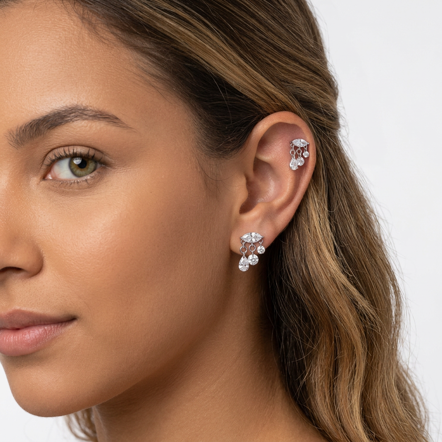 Piercing con zirconi in Titanio F136- Piercing per Lobo, helix, forward helix, conch, flat, tragus