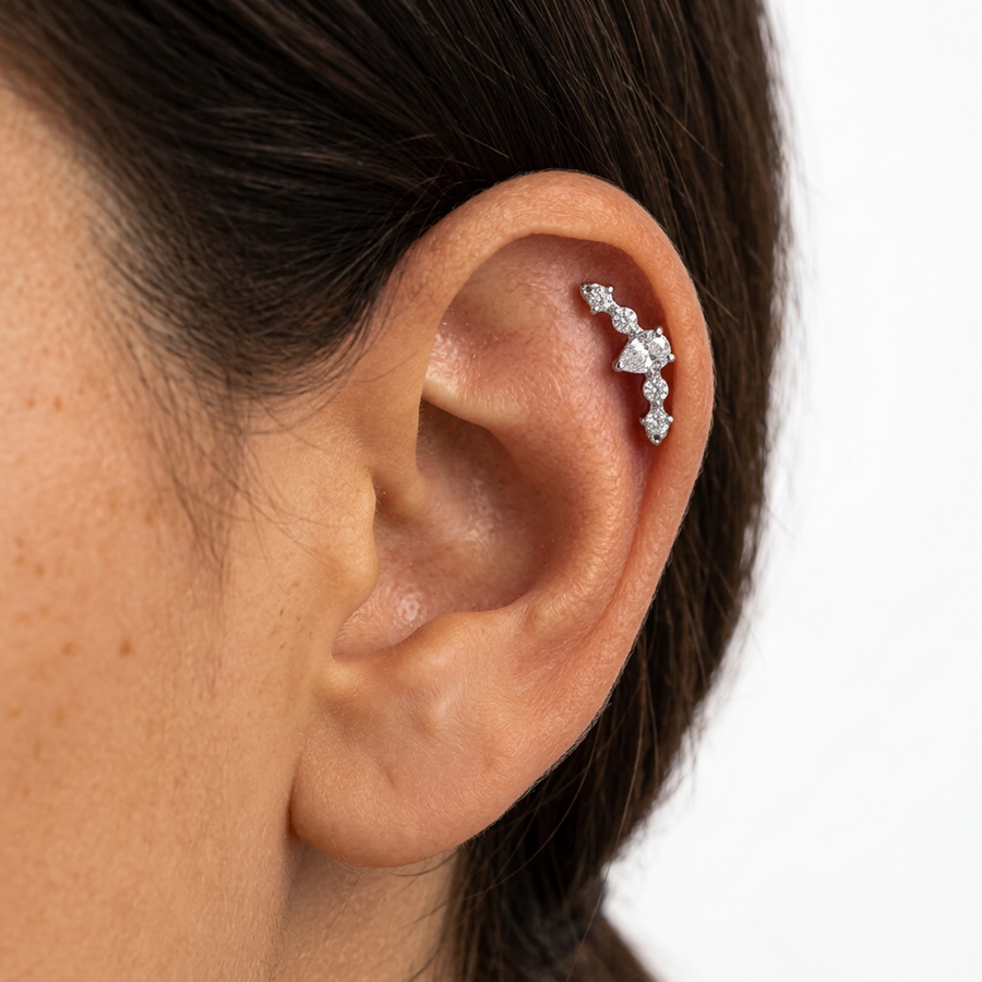 Piercing con zirconi in Titanio F136- Piercing per Lobo, helix, forward helix, conch, flat, tragus