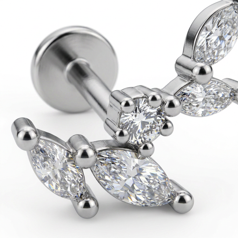 Piercing con zirconi in Titanio F136- Piercing per Lobo, helix, forward helix, conch, flat, tragus