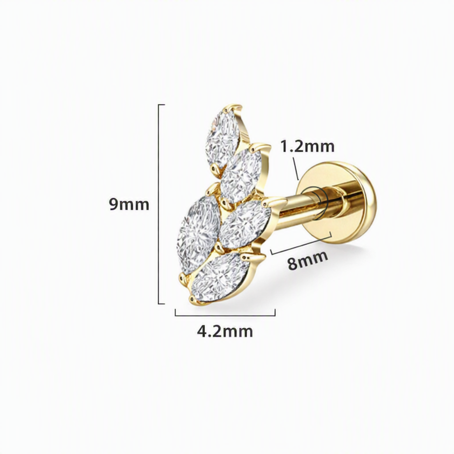 Piercing con zirconi in Titanio F136- Piercing per Lobo, helix, forward helix, conch, flat, tragus