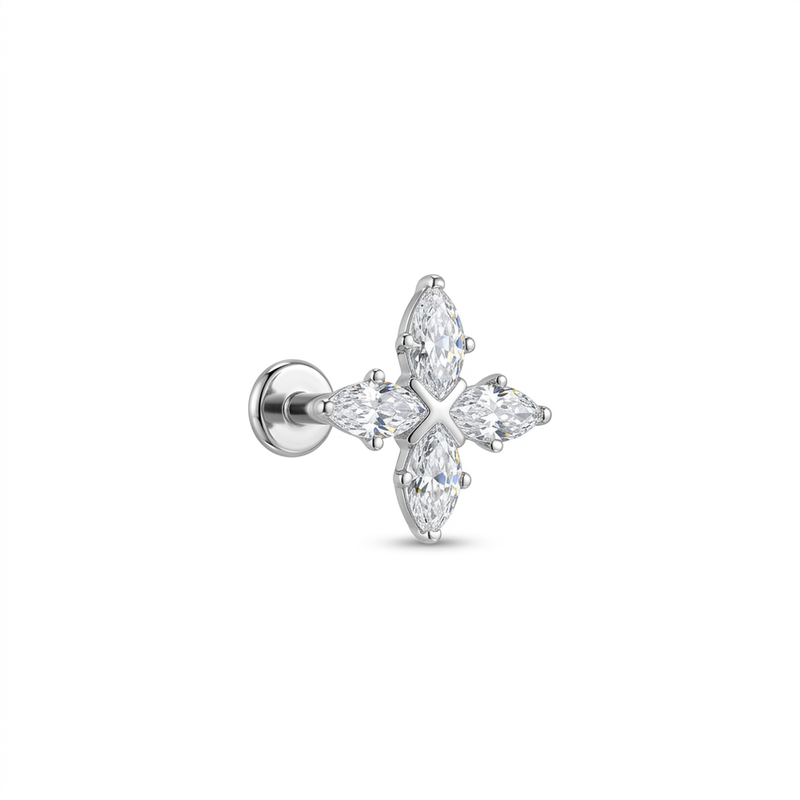 Piercing con zirconi in Titanio F136- Piercing per Lobo, helix, forward helix, conch, flat, tragus