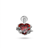 Piercing con zircone rosso in Titanio F136- Piercing per Lobo, helix, forward helix, conch, flat, tragus